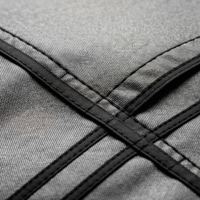 Close-up of durable grow tent fabric texture and reinforced stitching
